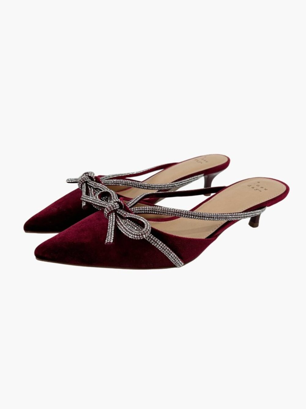 NEW A New Day Gwen Rhinestone Bow Heels - Burgundy - Size 8.5